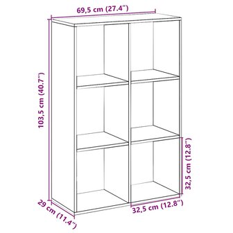 Kamerscherm / boekenkast 69,5x29x103,5 cm hout artisanaal eiken 12
