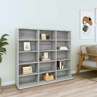 Cd-kast 100x23x89,5 cm bewerkt hout grijs sonoma eikenkleurig 1