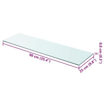 Wandschap transparant 90x25 cm glas 3