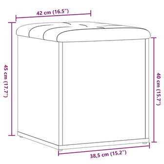 Opbergbank 42x42x45 cm bewerkt hout oud houtkleurig 8