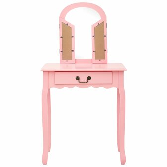 Kaptafel met kruk 65x36x128 cm paulowniahout MDF roze 4