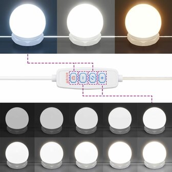 Kaptafelset met LED-verlichting bewerkt hout zwart 12