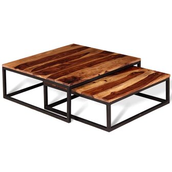 2-delige Salontafelset massief acaciahout 5