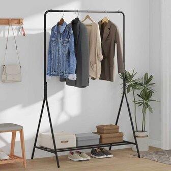 Kledingrek met opslag Zwart 100 x 56 x 154 cm Staal 4