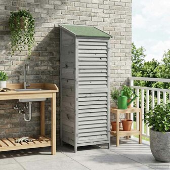 Tuinschuur Grijs 59 x 56 x 176 cm Massief Vurenhout 1