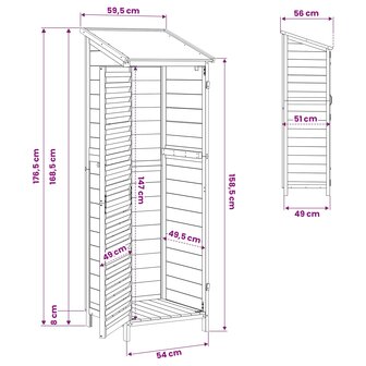 Tuinschuur Grijs 59 x 56 x 176 cm Massief Vurenhout 11