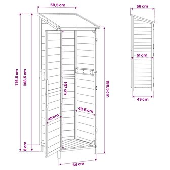 Tuinschuur Grijs 59,5 x 56 x 176,5 cm Bewerkt hout 11