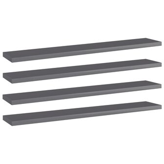 Wandschappen 4 st 60x10x1,5 cm spaanplaat hoogglans grijs 1