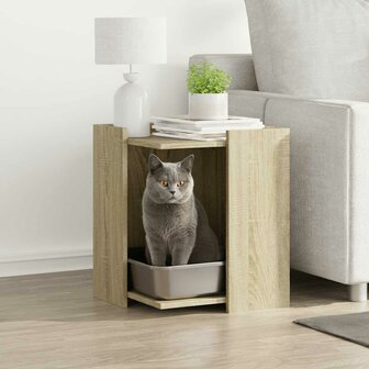 Kattenbakkast 42x42x51 cm bewerkt hout sonoma eikenkleurig 1