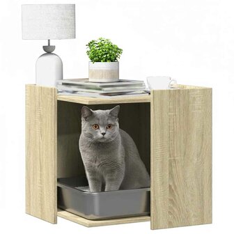 Kattenbakkast 53x53x51 cm bewerkt hout sonoma eikenkleurig 3