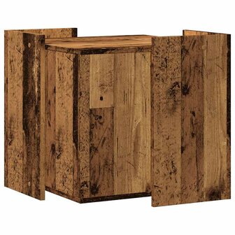 Kattenbakkast 53x53x51 cm bewerkt hout oud houtkleurig 5