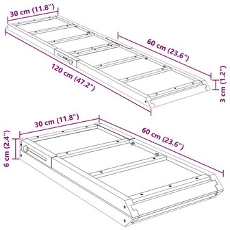 Hondenloopplank 120x30 cm massief vurenhout grijs 11