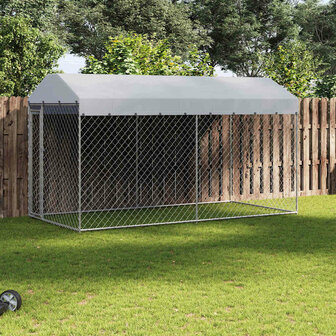 Hondenkennel voor buiten met dak 382x192x225 m 1