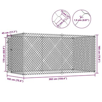 Hondenkennel voor buiten 382x192x185 cm 8