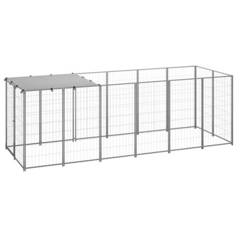 Hondenkennel 330x110x110 cm staal zilverkleurig 2
