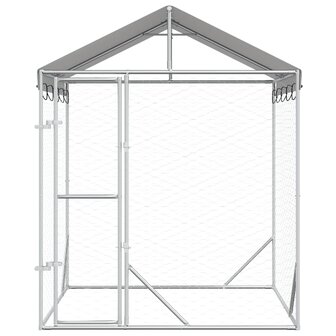 Hondenkennel met dak 2x2x2,5 m gegalvaniseerd staal zilver 4