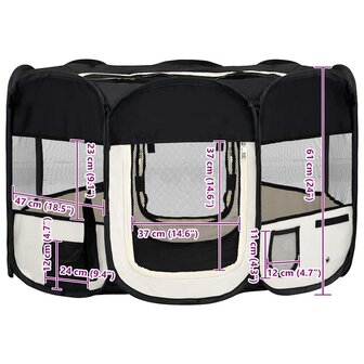 Hondenren inklapbaar met draagtas 125x125x61 cm zwart 12
