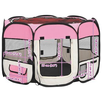 Hondenren inklapbaar met draagtas 90x90x58 cm roze 9