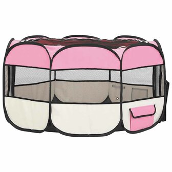Hondenren inklapbaar met draagtas 125x125x61 cm roze 4