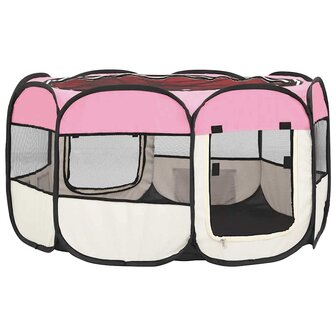 Hondenren inklapbaar met draagtas 125x125x61 cm roze 6