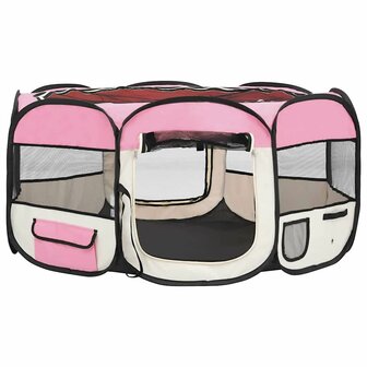 Hondenren inklapbaar met draagtas 145x145x61 cm roze 3