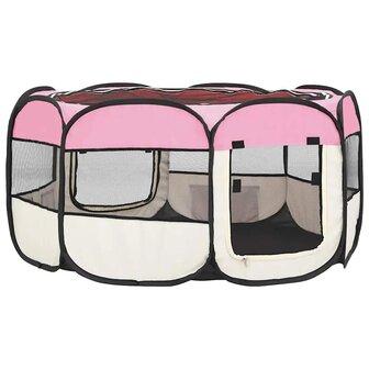 Hondenren inklapbaar met draagtas 145x145x61 cm roze 5
