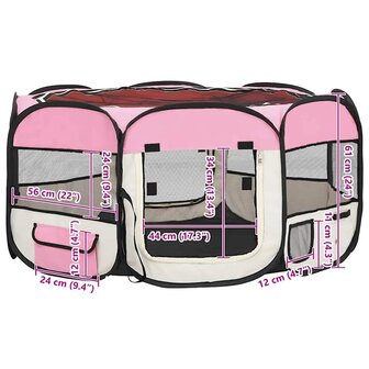 Hondenren inklapbaar met draagtas 145x145x61 cm roze 10