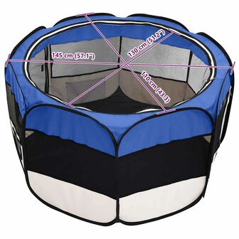 Hondenren inklapbaar met draagtas 145x145x61 cm blauw 12
