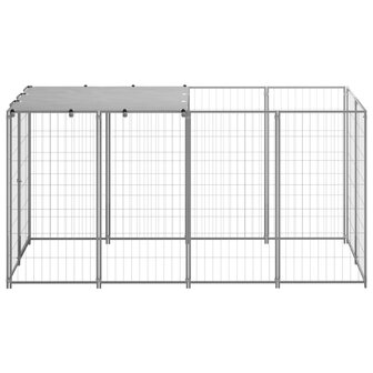 Hondenkennel 2,42 m&sup2; staal zilverkleurig 2