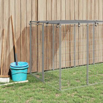 Hondenkennel 6,05 m&sup2; staal zilverkleurig 3