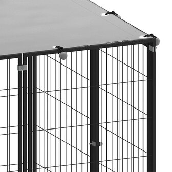 Hondenkennel 6,05 m&sup2; staal zwart 6