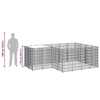 Hondenkennel 6,05 m&sup2; staal zwart 8