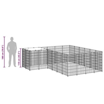 Hondenkennel 8,47 m&sup2; staal zilverkleurig 8