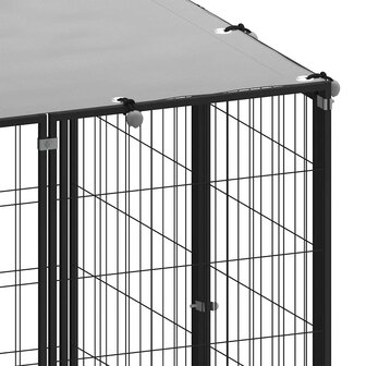 Hondenkennel 6,05 m&sup2; staal zwart 6