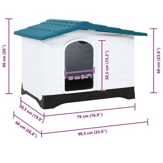 Hondenhok 90,5x68x66 cm polypropeen blauw 8