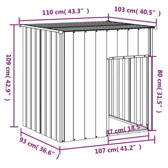 Hondenhok met dak antraciet 110x103x109 cm gegalvaniseerd staal 5
