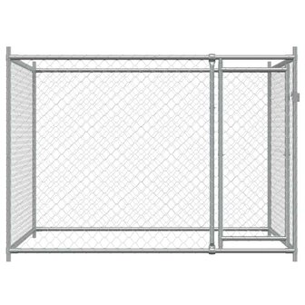 Hondenhok met deur 2x2x1,5 m gegalvaniseerd staal grijs 4