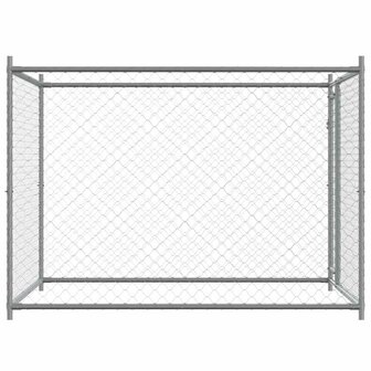 Hondenhok met deur 2x2x1,5 m gegalvaniseerd staal grijs 5