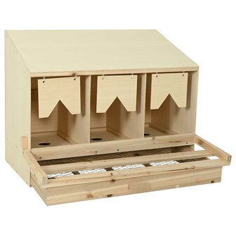 Kippenlegkast 3 compartimenten 93x40x65 cm massief grenenhout 3