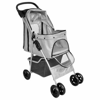 Huisdierenwagen voor honden/katten opvouwbaar grijs 2