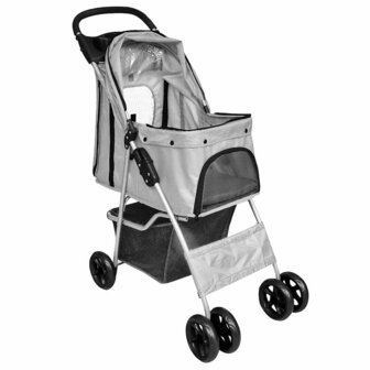 Huisdierenwagen voor honden/katten opvouwbaar grijs 3