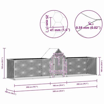Kippenren 5x1x1,5 m gegalvaniseerd staal 9