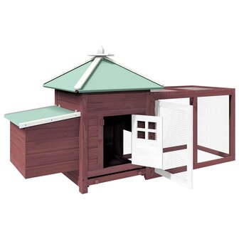 Kippenhok met nestkast 190x72x102 massief vurenhout mokkakleur 3
