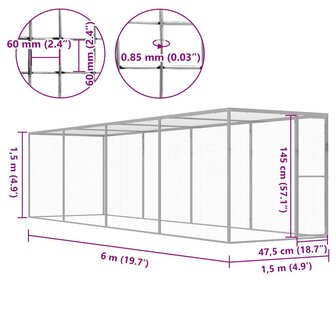 Kattenkooi 6x1,5x1,5 m gegalvaniseerd staal 5