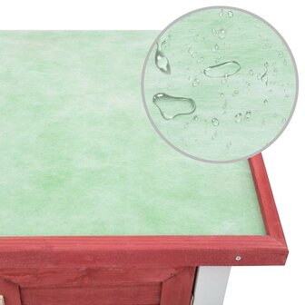 Konijnenhok voor buiten met 4 deuren hout rood 7