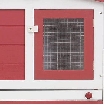 Konijnenhok voor buiten groot 201x45x85 cm hout rood en wit 6