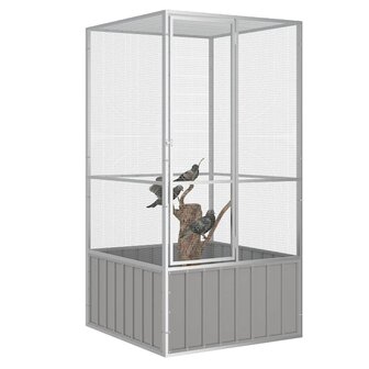Vogelkooi 111x107x211,5 cm gegalvaniseerd staal grijs 2