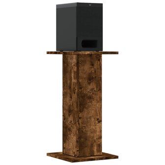 Speakerstandaards 2 st 30x30x60 cm bewerkt hout gerookt eiken 7