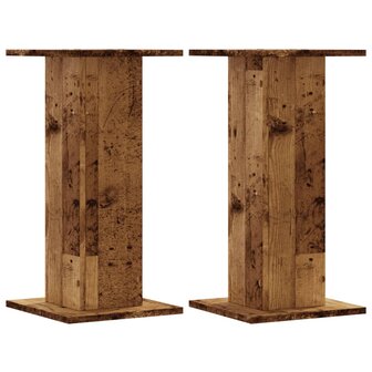 Speakerstandaards 2 st 30x30x60 cm bewerkt hout oud houtkleurig 2