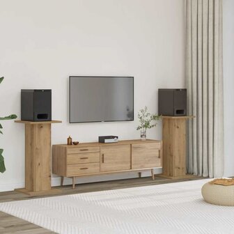 Speakerstandaards 2 st 30x30x60 cm hout artisanaal eikenkleurig 1